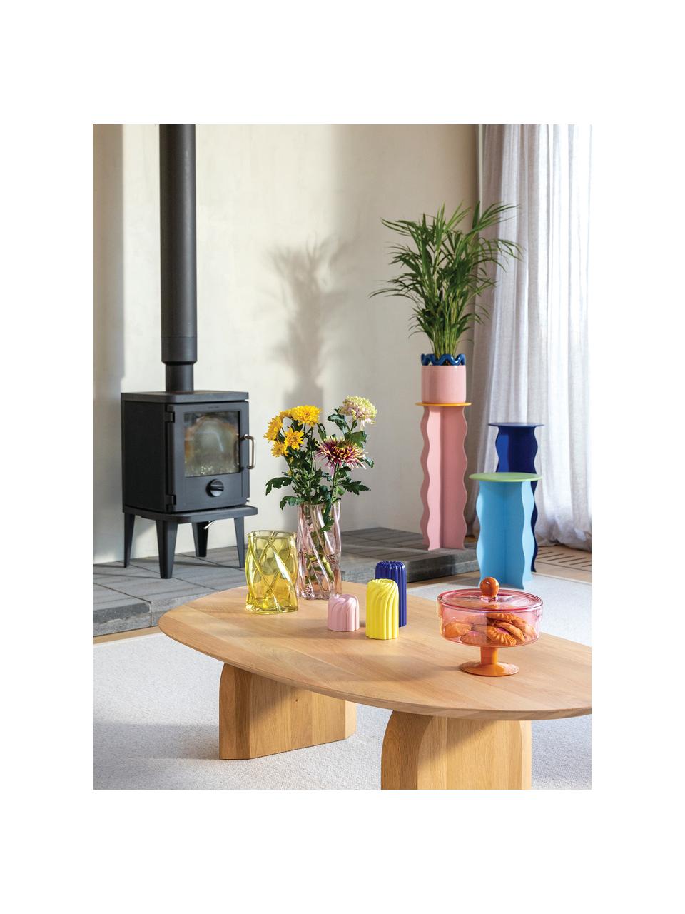 Vase en verre Marshmallow, haut. 25 cm, Verre, Rose pâle, Ø 12 x haut. 25 cm