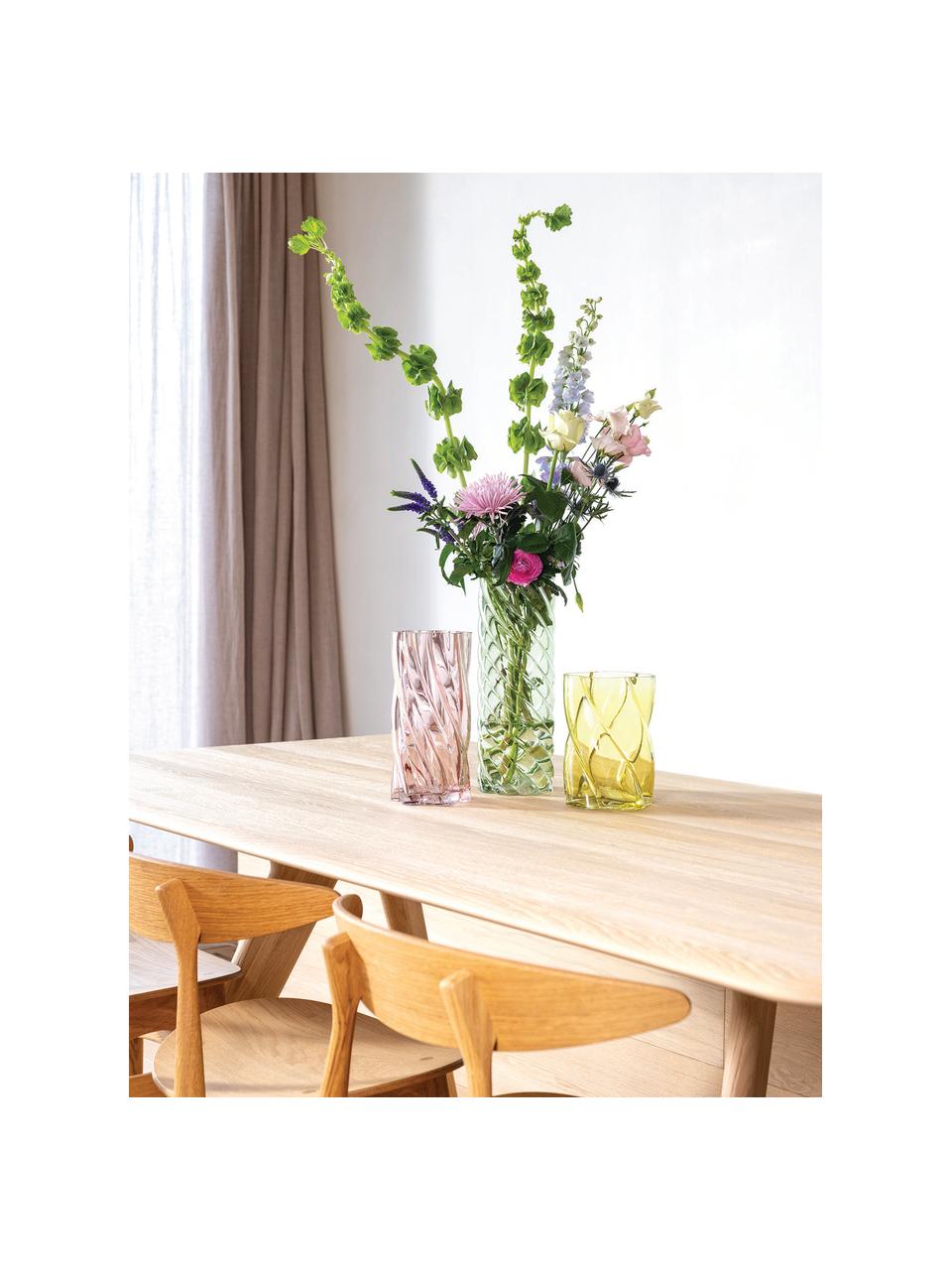 Skleněná váza Marshmallow, V 25 cm, Sklo, Světle růžová, Ø 12 cm, V 25 cm