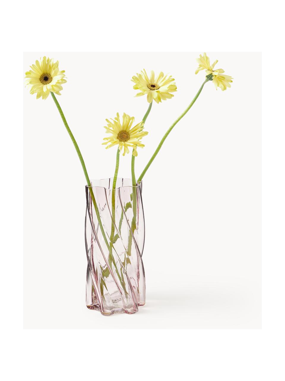 Glas-Vase Marshmallow, H 25 cm, Glas, Hellrosa, Ø 12 x H 25 cm