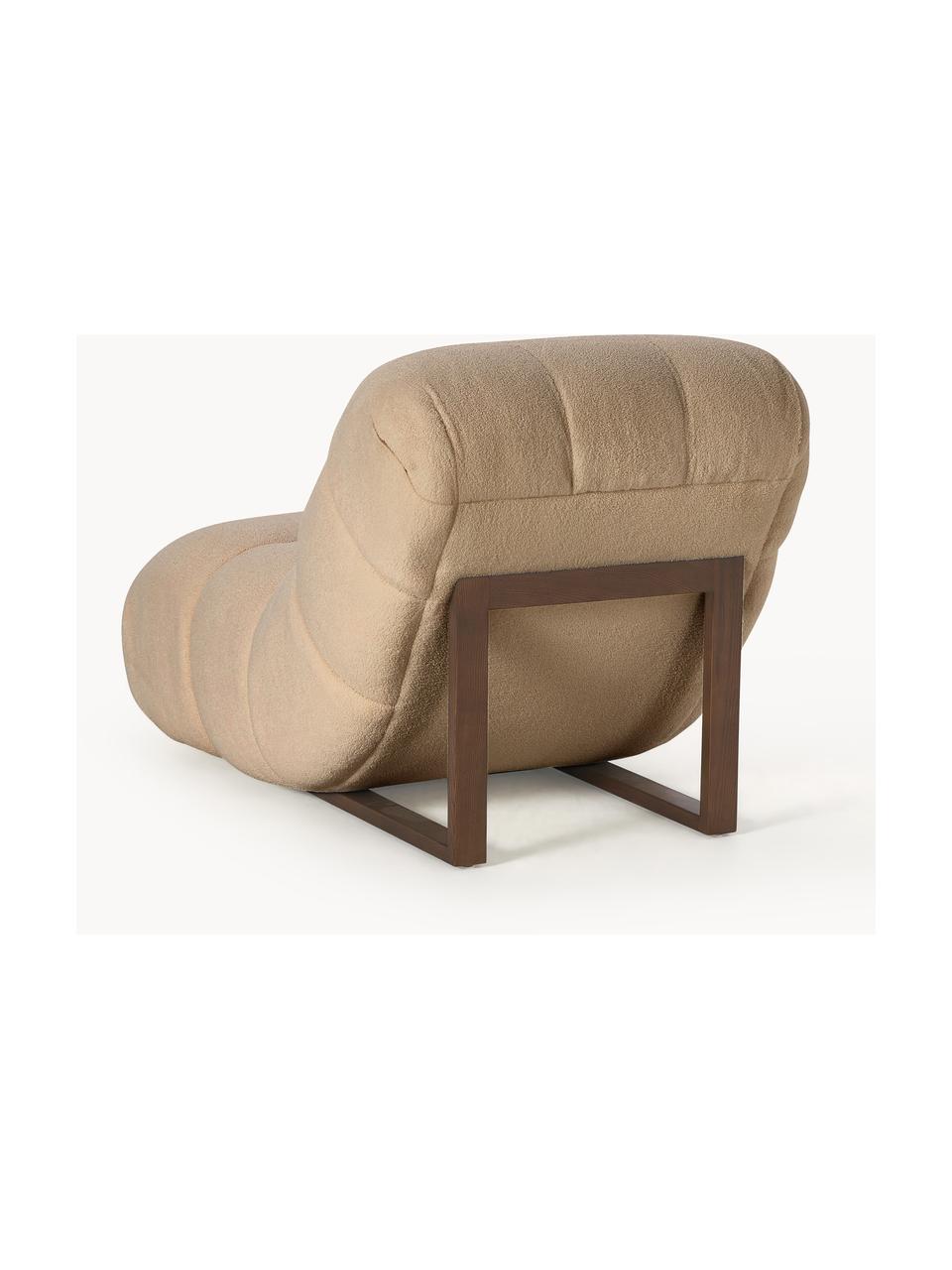 Fauteuil lounge tissu peluche Stanley, Peluche brun clair, larg. 82 x haut. 132 cm