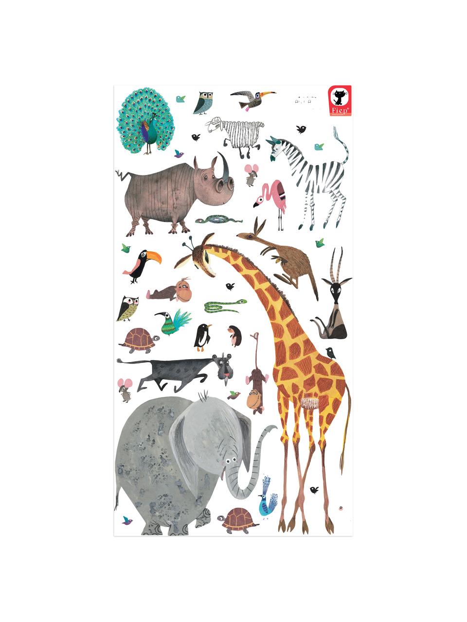 Wandstickersset Animals, 39-delig, Zelfklevende vinyl folie, mat, Meerkleurig, Set met verschillende formaten