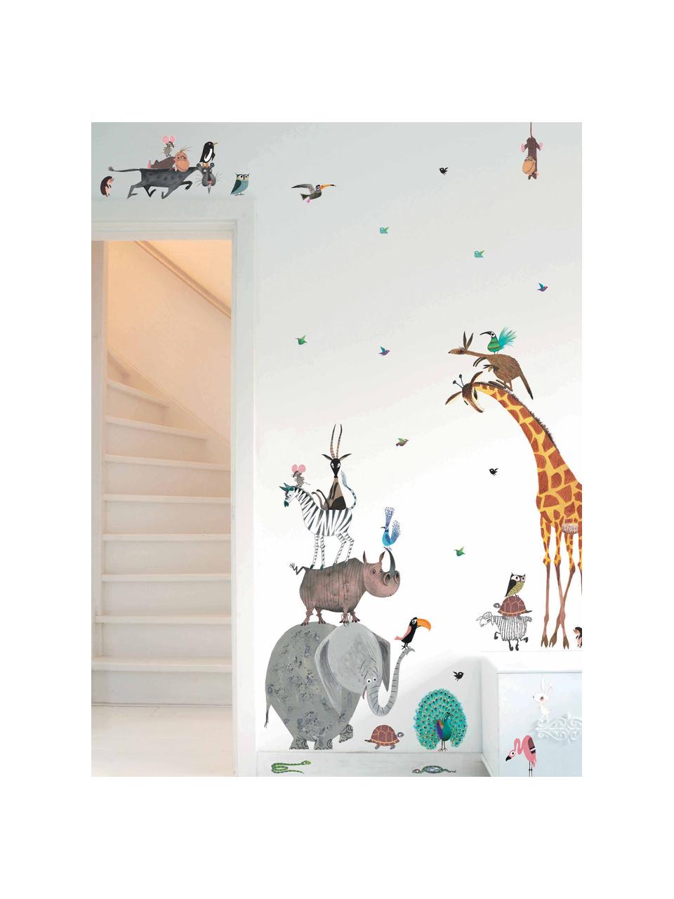 Set 39 adesivi murali Animals, Film vinilico autoadesivo, opaco, Multicolore, Set in varie misure