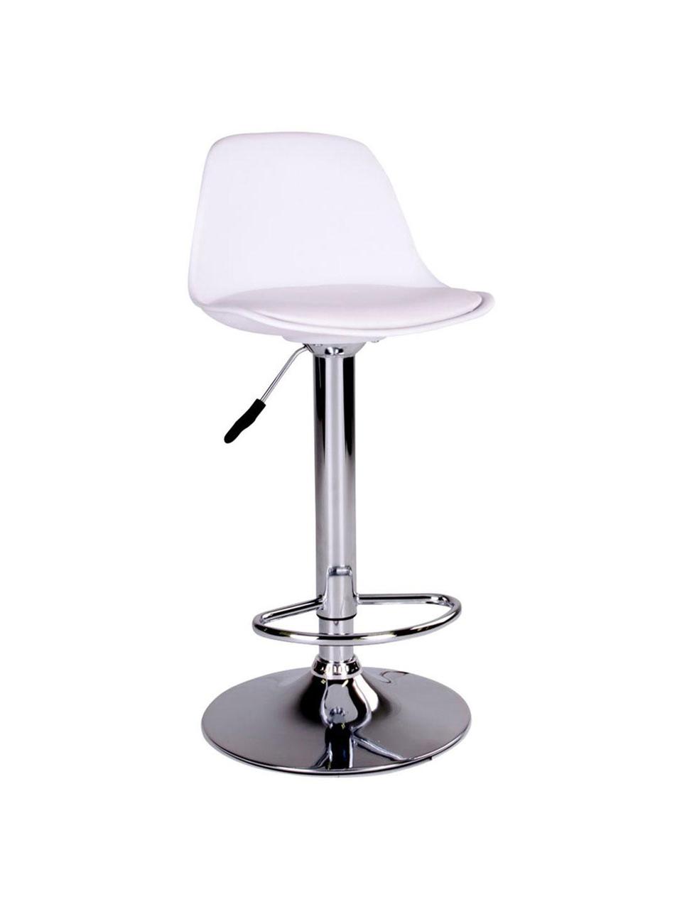 Taburete Alto Trondheim, Asiento: piel sintética, Estructura: cromo, Blanco, An 41 x F 39 cm