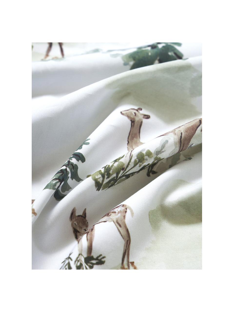 Designový povlak na přikrývku z bavlněného perkálu Forest, Bílá, odstíny zelené, B 200 x L 200 cm