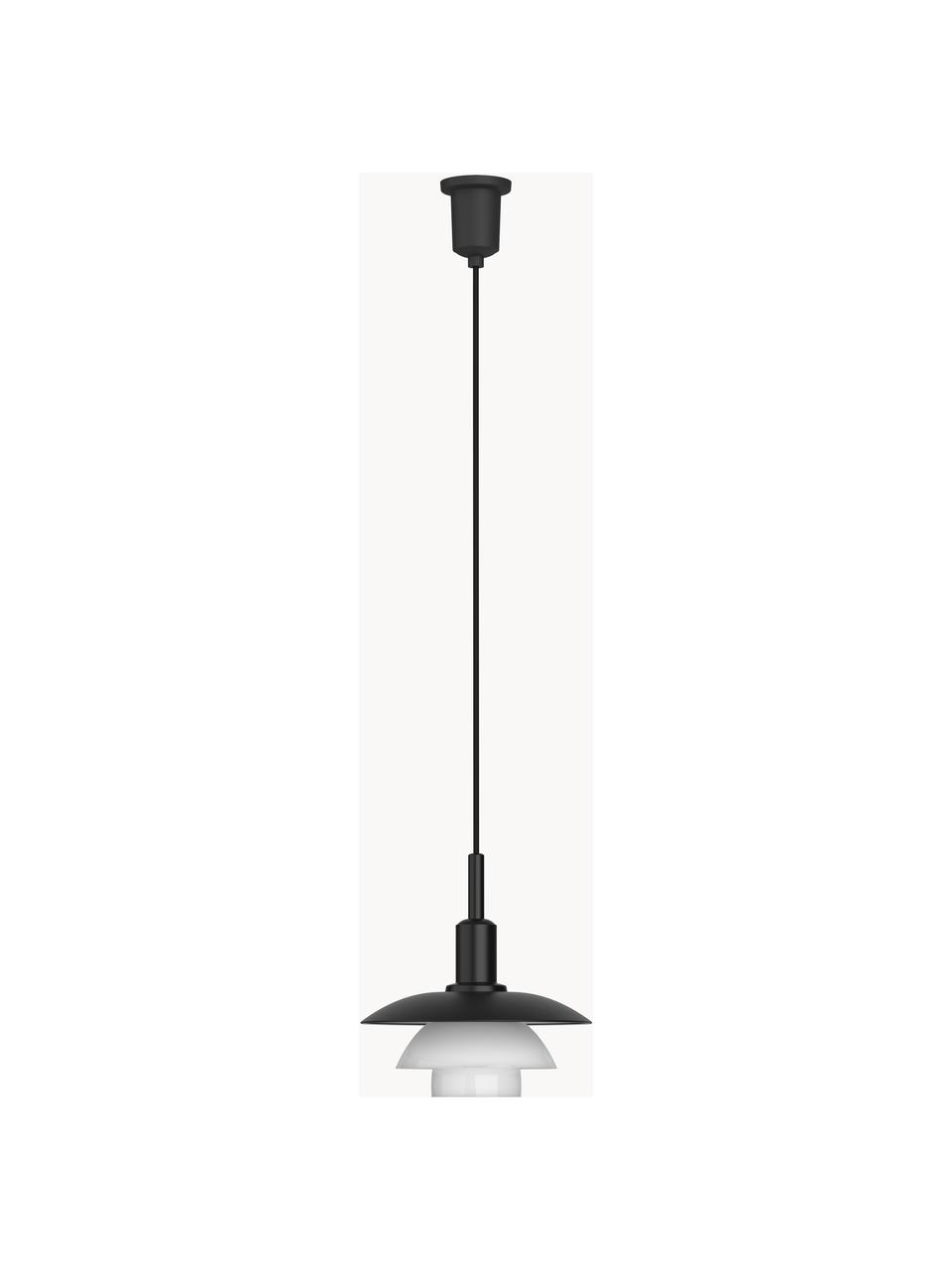 Kleine hanglamp PH 3/3, mondgeblazen, Lampenkap: gepoedercoat aluminium, o, Zwart, wit, Ø 29 x H 30 cm