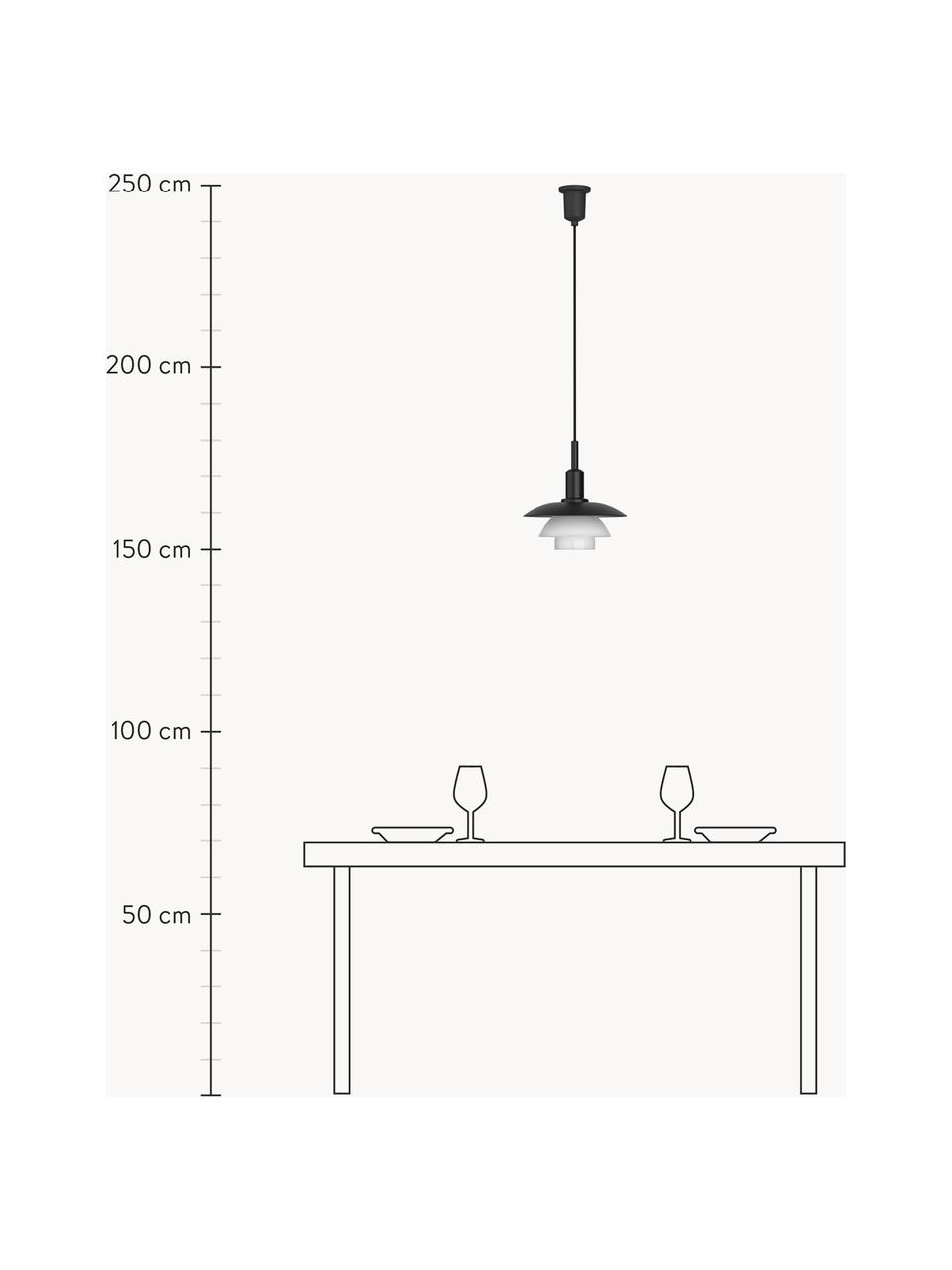 Kleine Pendelleuchte PH 3/3, mundgeblasen, Lampenschirm: Aluminium, pulverbeschich, Schwarz, Weiss, Ø 29 x H 30 cm