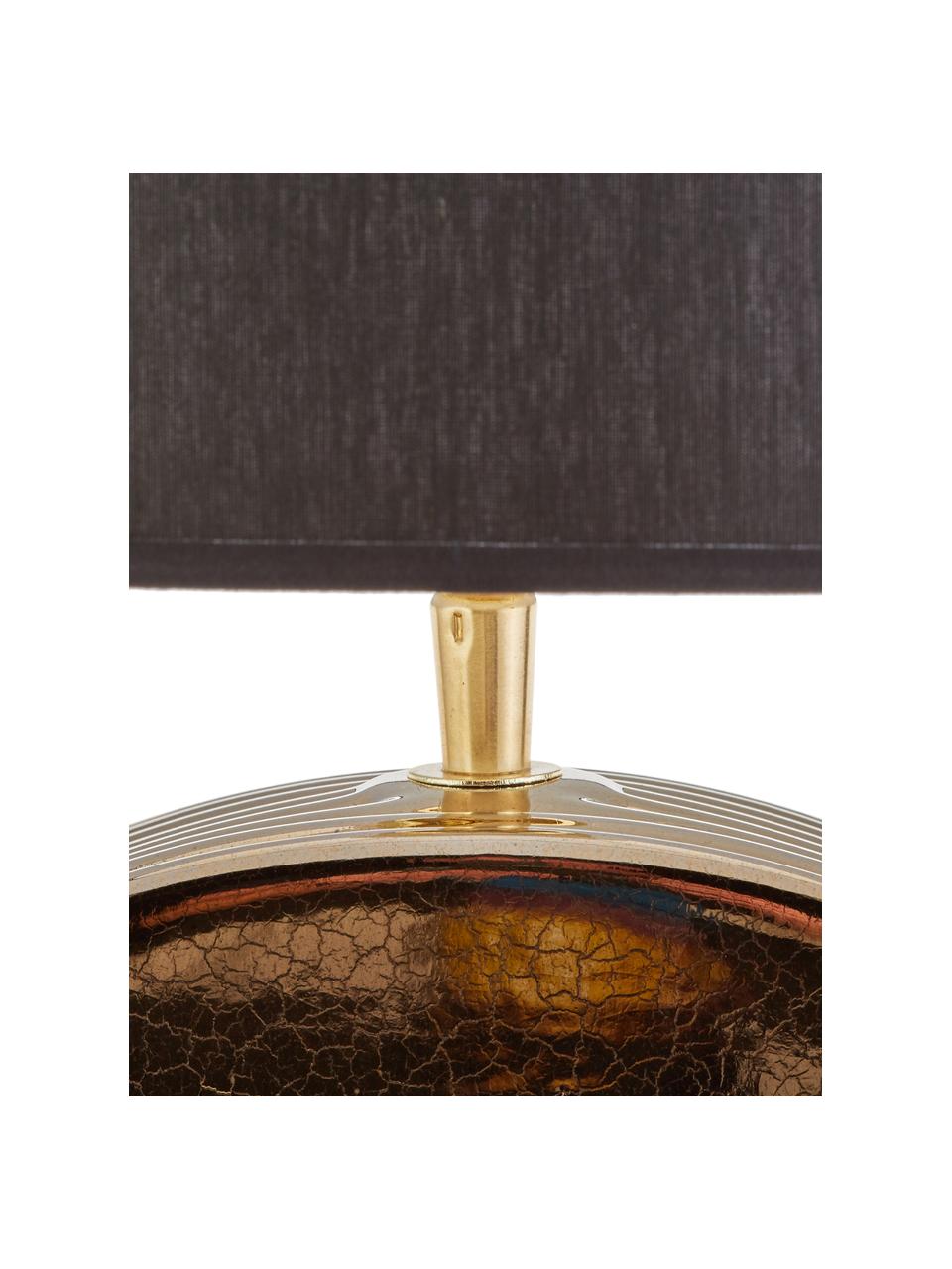 Grosse Keramik-Tischlampe Aron, Lampenschirm: Polyester, Goldfarben, Schwarz, 35 x 56 cm