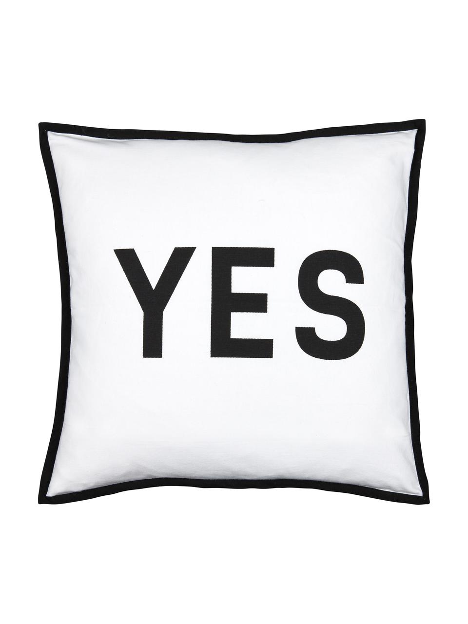 Kissen Decision mit Schriftzug, mit Inlett, Bezug: 100% Baumwolle, Schwarz, Weiß, 45 x 45 cm