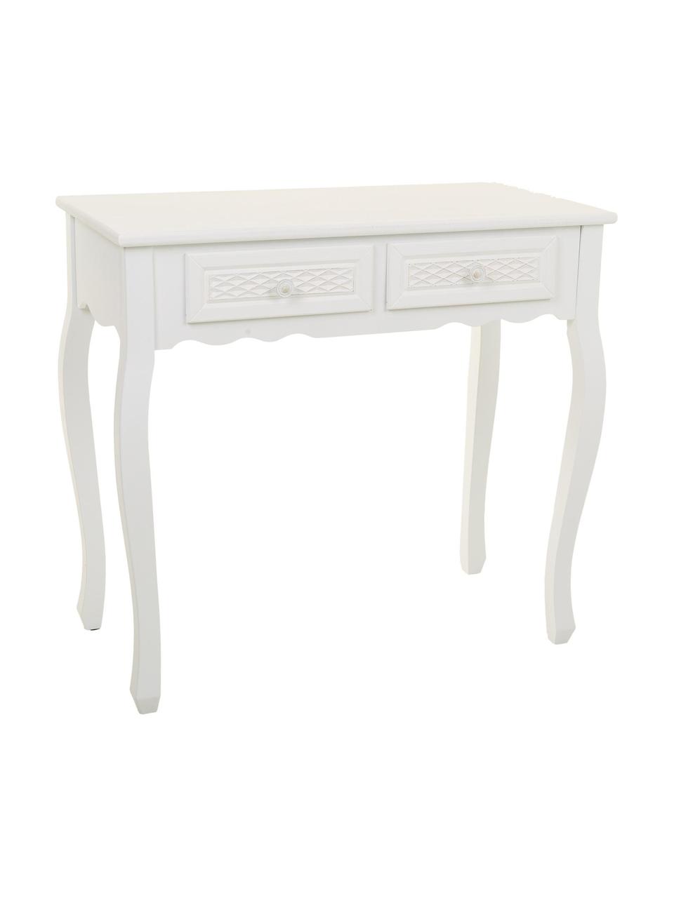 Consola de recibidor con cajones de madera Ona, Tablero: fibras de densidad media , Madera de abeto pintada blanco, An 80 x Al 75 cm