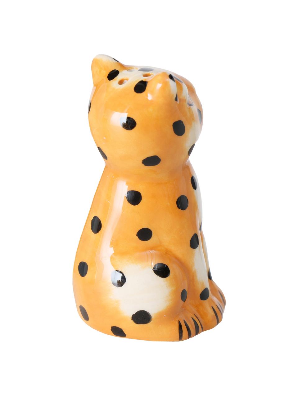 Zout- en peperstrooier Gepard, Dolomietensteen, Oranje, wit, zwart, Ø 4 x H 7 cm