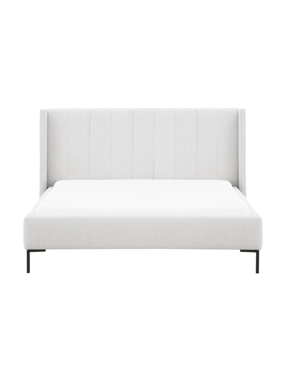 Cama tapizada Dusk, Tapizado: tejido finamente estructu, Estructura: madera de pino maciza con, Patas: metal con pintura en polv, Tejido gris claro, An 140 x L 200 cm