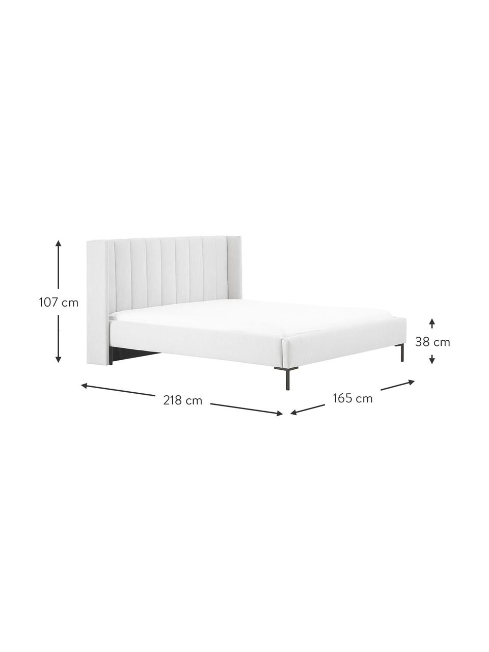Letto imbottito Dusk, Rivestimento: tessuto finemente struttu, Piedini: metallo verniciato a polv, Tessuto grigio chiaro, Larg. 140 x Lung. 200 cm