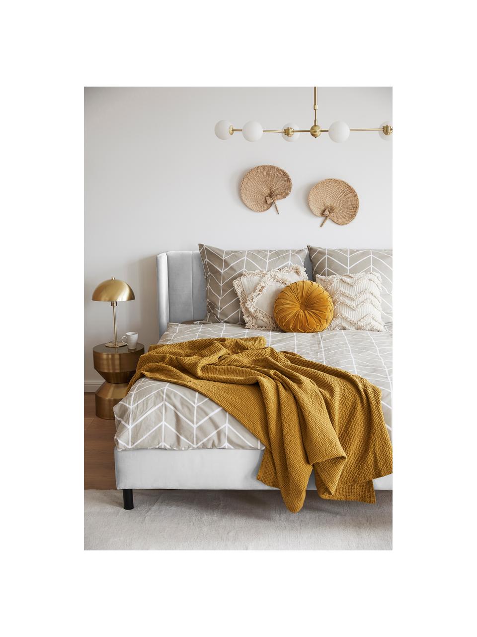 Letto imbottito Dusk, Rivestimento: tessuto finemente struttu, Piedini: metallo verniciato a polv, Tessuto grigio chiaro, Larg. 140 x Lung. 200 cm
