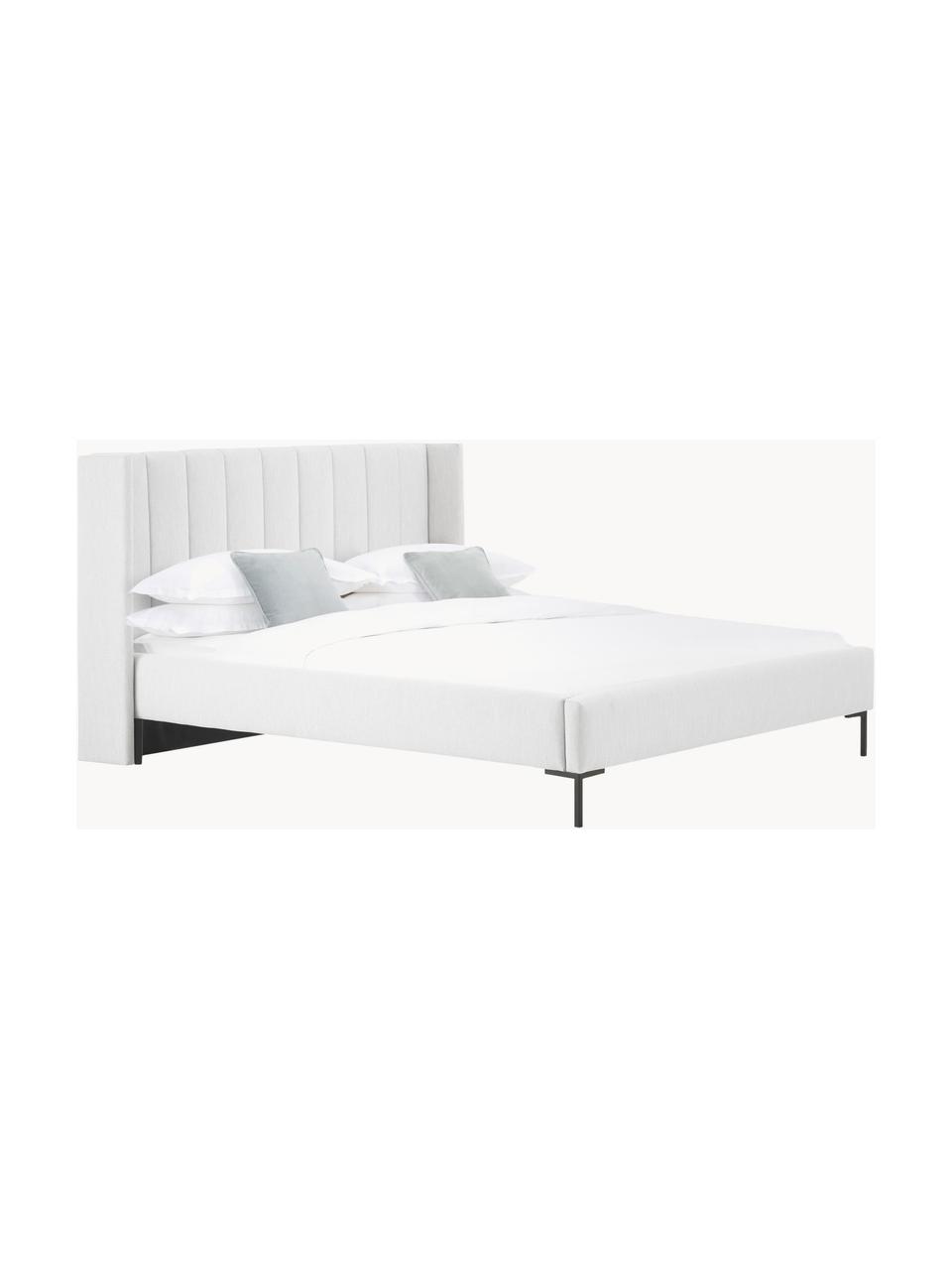 Cama tapizada Dusk, Tapizado: tejido finamente estructu, Estructura: madera de pino maciza con, Patas: metal con pintura en polv, Tejido gris claro, An 140 x L 200 cm