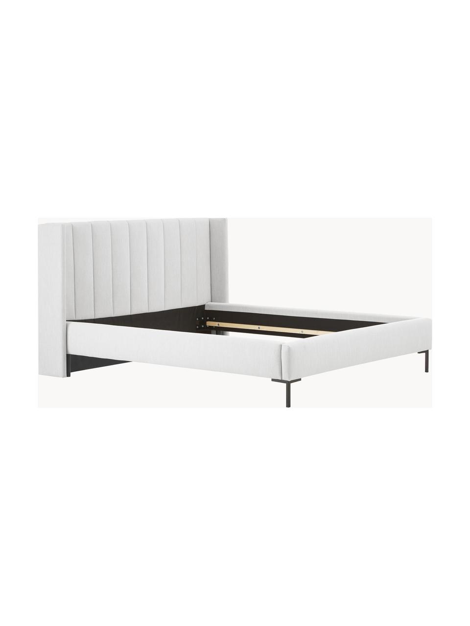 Cama tapizada Dusk, Tapizado: tejido finamente estructu, Estructura: madera de pino maciza con, Patas: metal con pintura en polv, Tejido gris claro, An 140 x L 200 cm