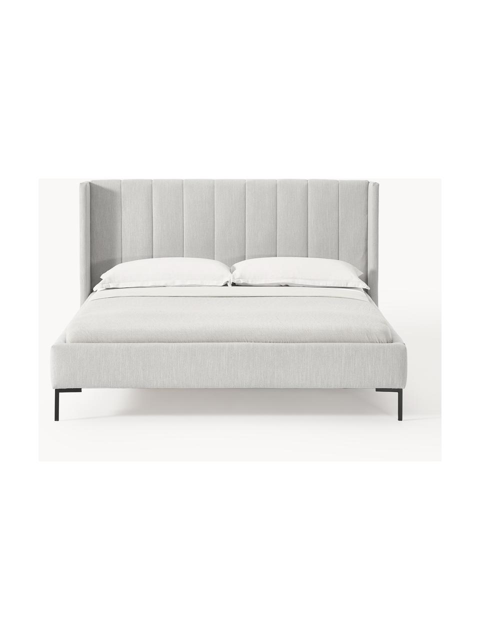 Cama tapizada Dusk, Tapizado: tejido finamente estructu, Estructura: madera de pino maciza con, Patas: metal con pintura en polv, Tejido gris claro, An 140 x L 200 cm