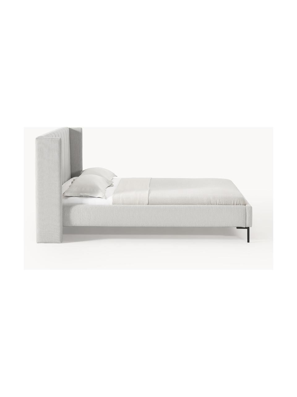 Cama tapizada Dusk, Tapizado: tejido finamente estructu, Estructura: madera de pino maciza con, Patas: metal con pintura en polv, Tejido gris claro, An 140 x L 200 cm