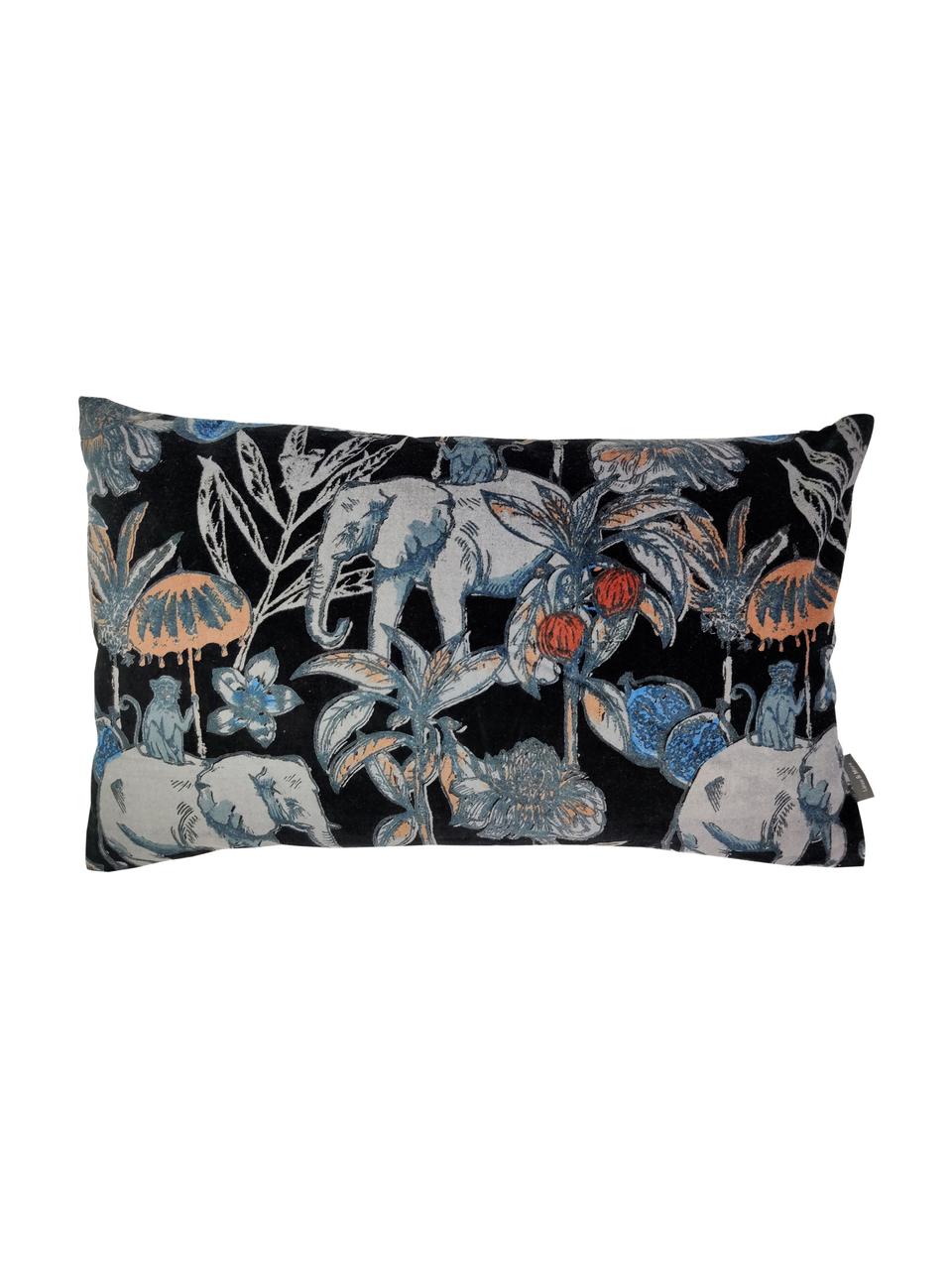 Coussin rectangulaire imprimé tropical Elephant, Noir, multicolore