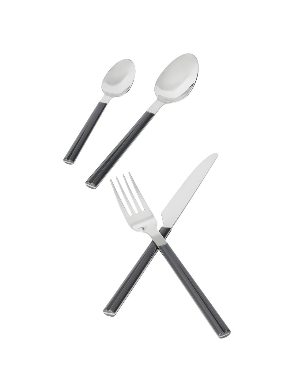 Cubertería muy pulida Grand Cru, 4 comensales (16 pzas.), Plateado muy pulido, negro mate, 4 comensales (16 pzas.)