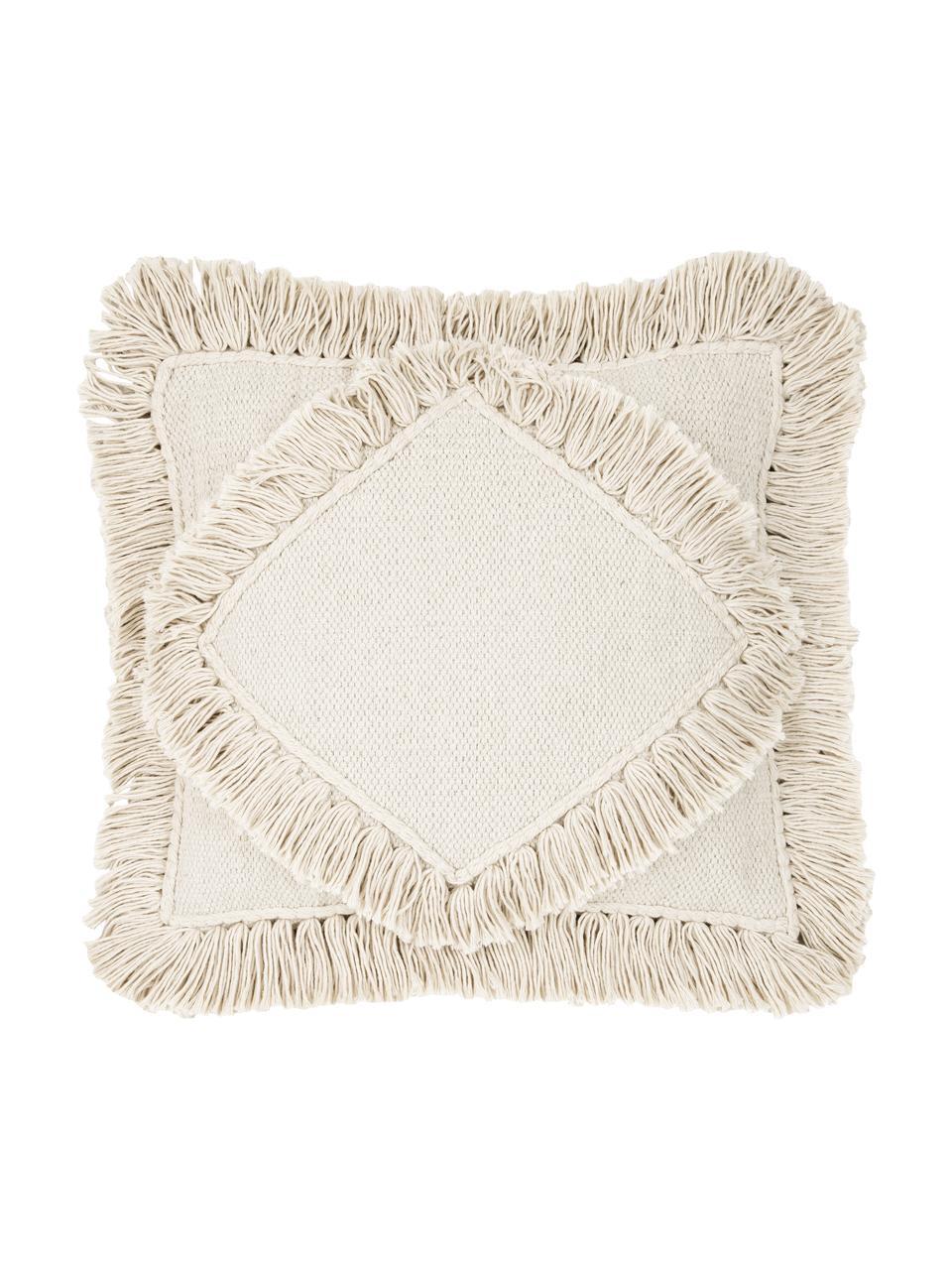 Funda de cojín Kaheka, 100% algodón, Crema, An 45 x L 45 cm
