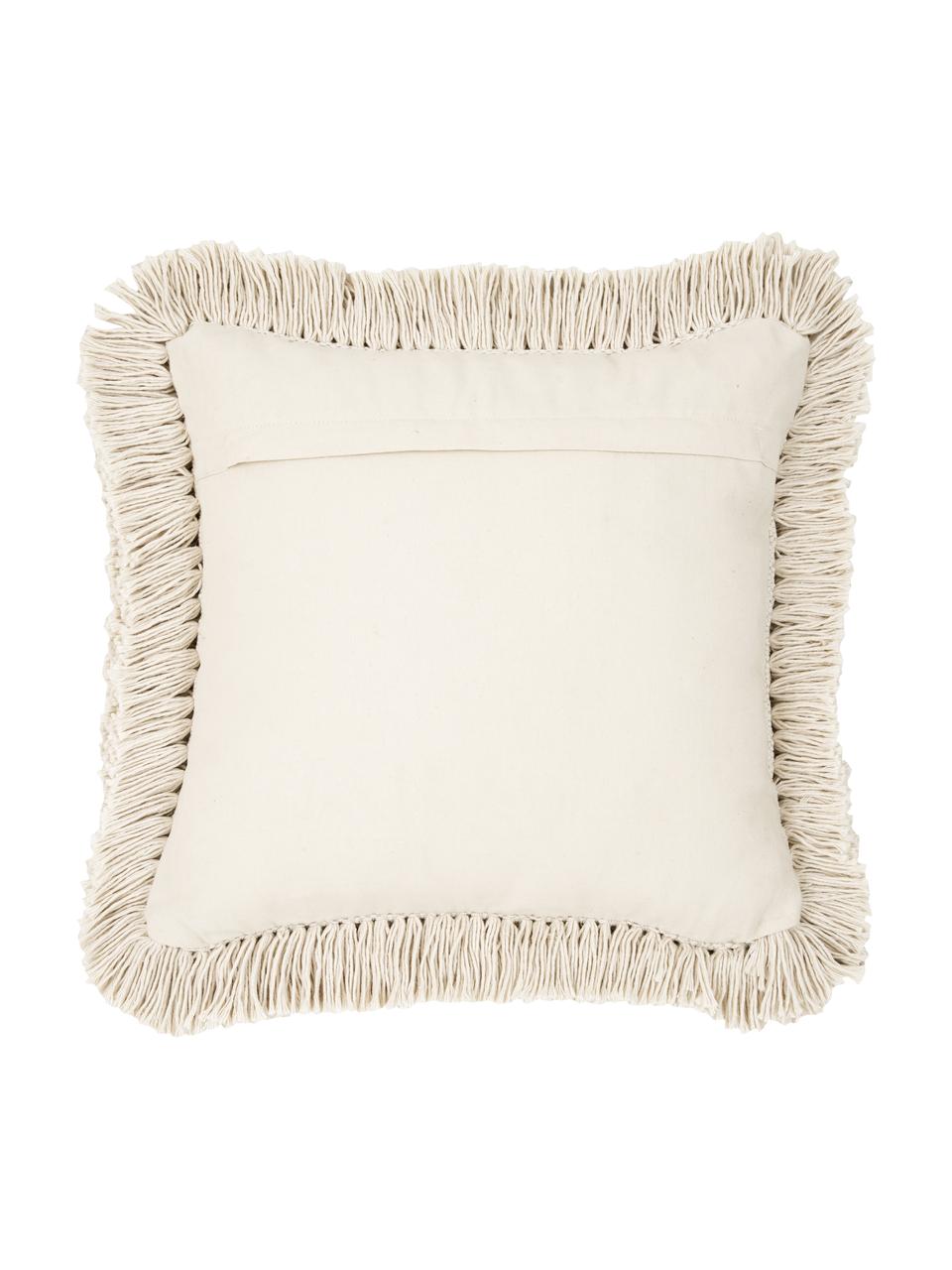Poszewka na poduszkę z frędzlami Kaheka, 100% bawełna, Odcienie kremowego, S 45 x D 45 cm