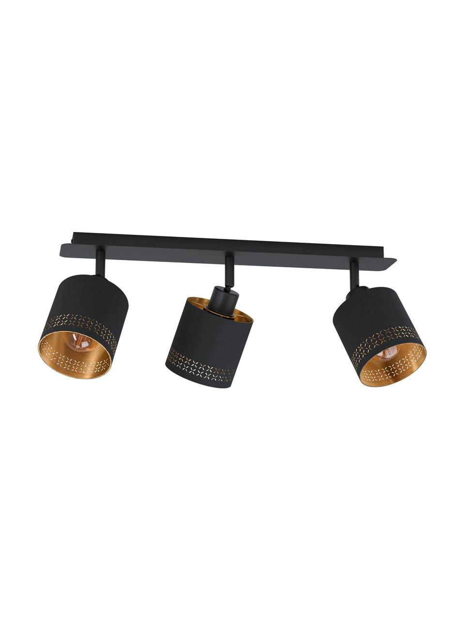 Faretti da soffitto Esteperra, Struttura: acciaio rivestito, Nero, dorato, Larg. 58 x Alt. 17 cm