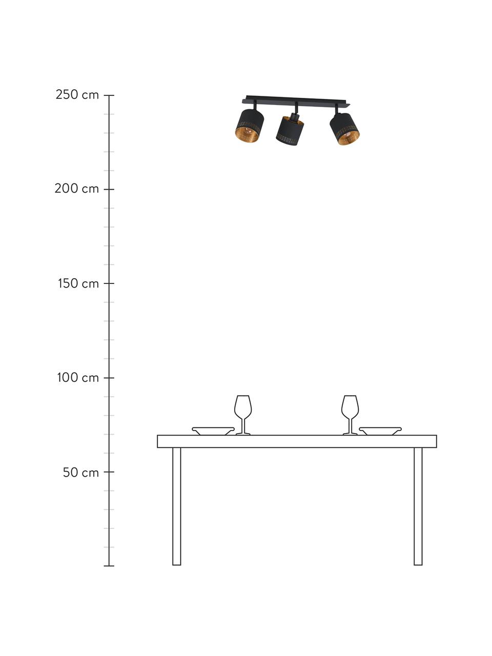 Faretti da soffitto Esteperra, Struttura: acciaio rivestito, Nero, dorato, Larg. 58 x Alt. 17 cm