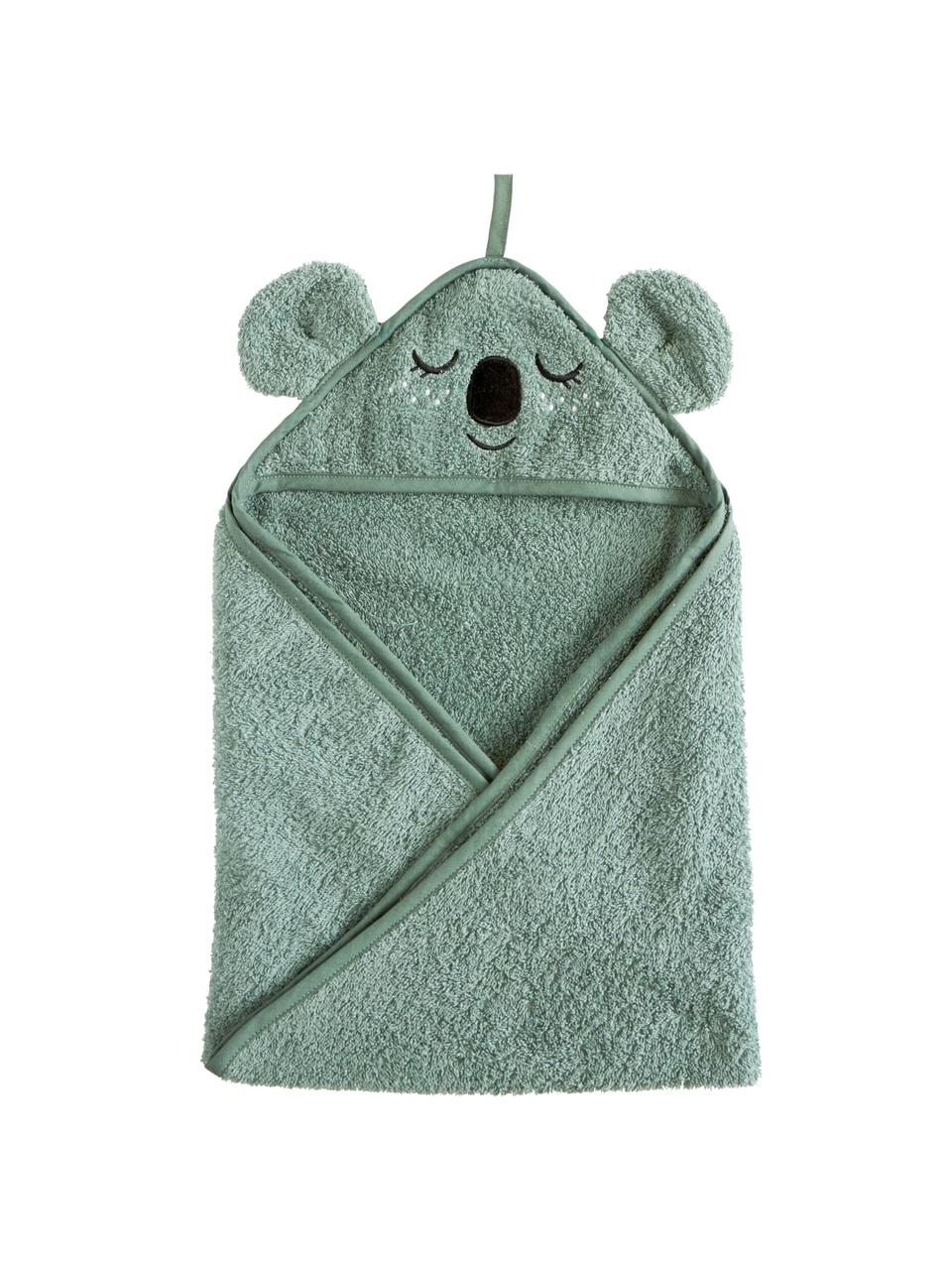Asciugamano bambini in cotone organico Koala, 100% cotone organico certificato GOTS, Blu verde, Larg. 72 x Lung. 72 cm