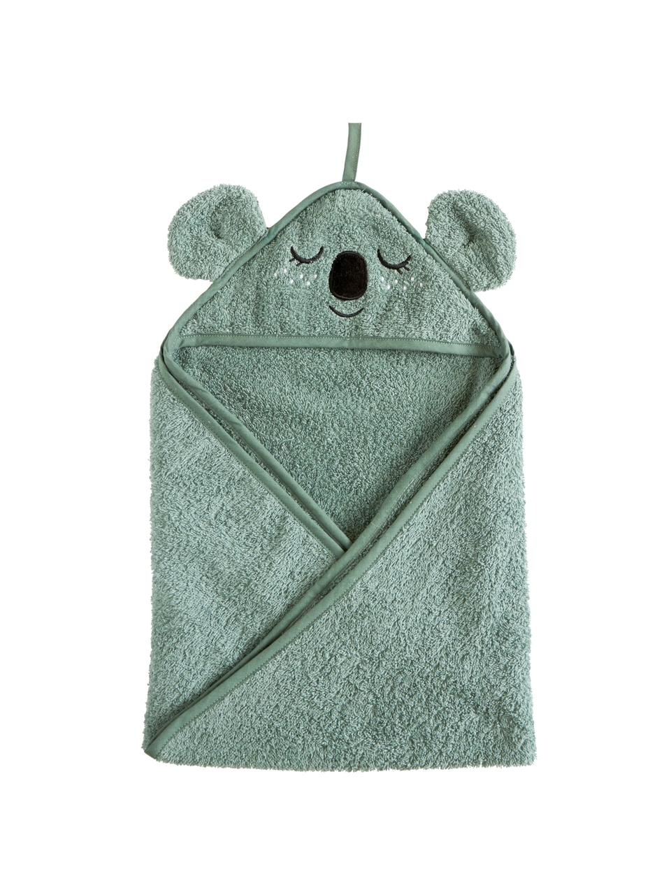 Babyhandtuch Koala aus Bio-Baumwolle, 100 % Bio-Baumwolle, GOTS-zertifiziert, Blaugrün, B 72 x L 72 cm