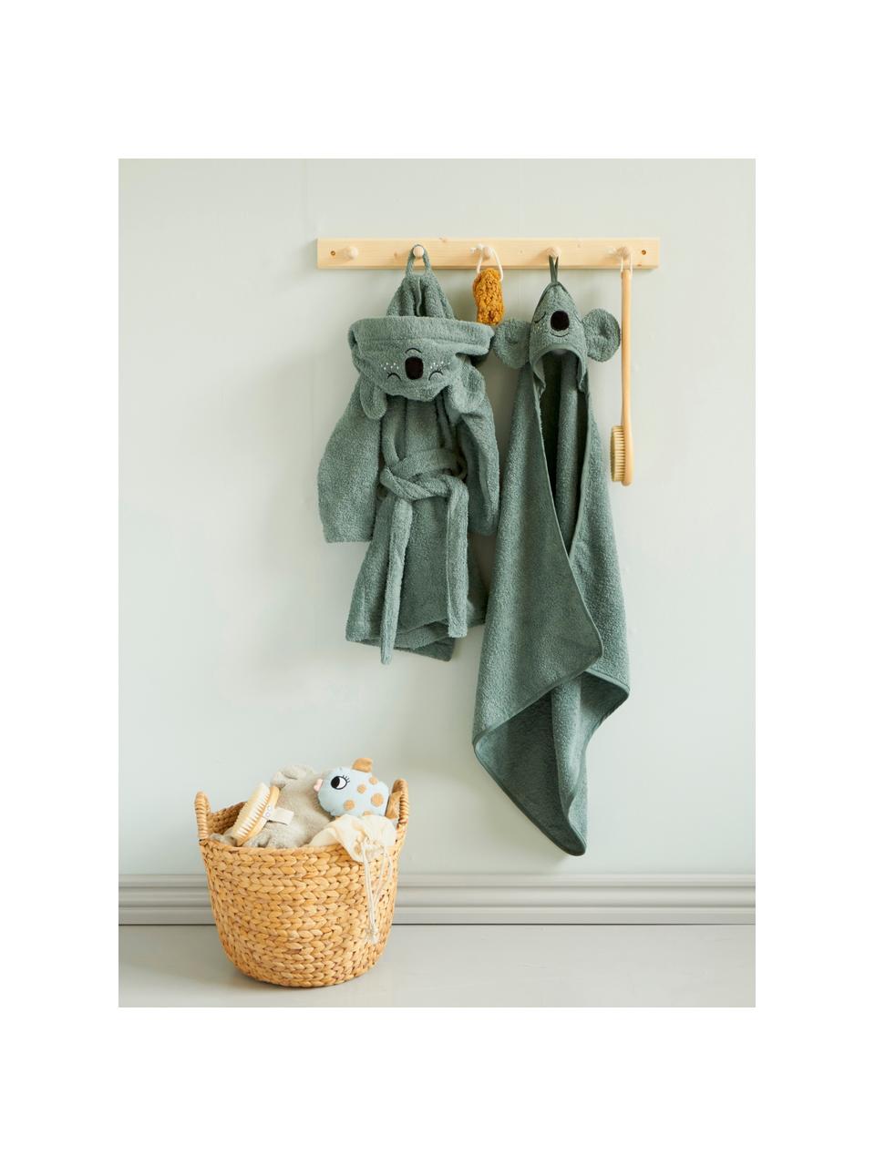 Ręcznik dla dzieci z bawełny organicznej Koala, 100% bawełna organiczna z certyfikatem GOTS, Szałwiowy zielony, S 72 x D 72 cm