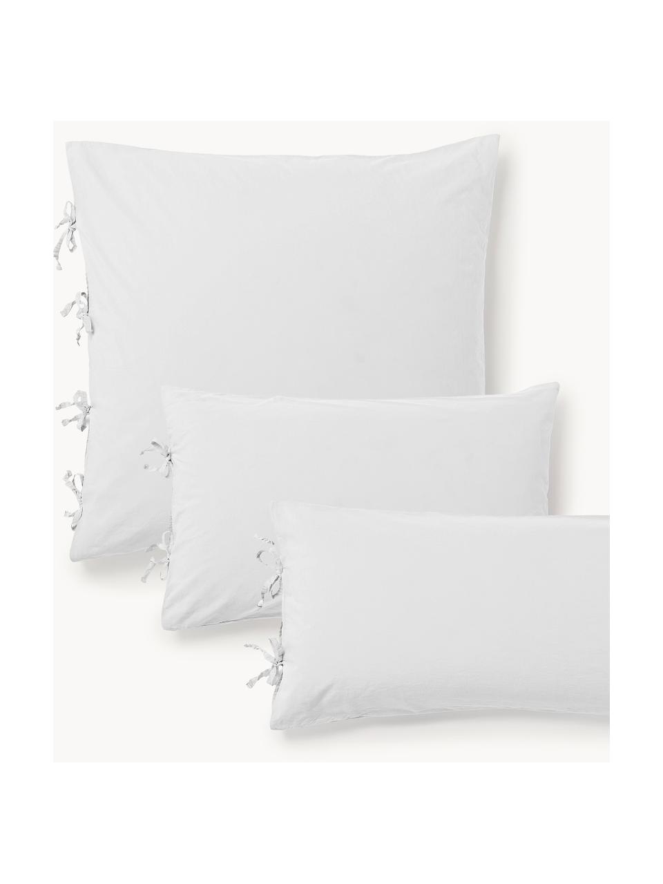 Taie d'oreiller en percale de coton délavé Leonie, Gris clair, larg. 50 x long. 70 cm