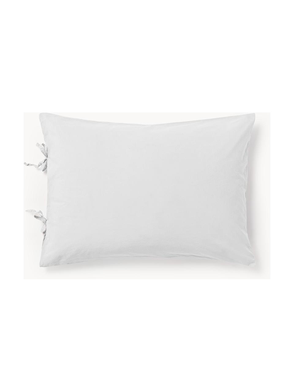 Taie d'oreiller en percale de coton délavé Leonie, Gris clair, larg. 50 x long. 70 cm