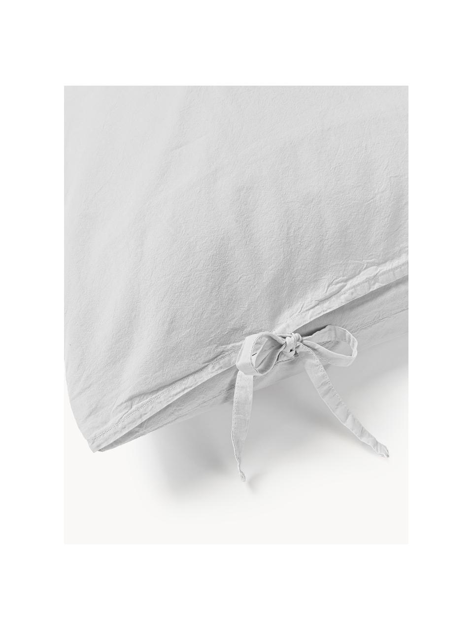 Taie d'oreiller en percale de coton délavé Leonie, Gris clair, larg. 50 x long. 70 cm