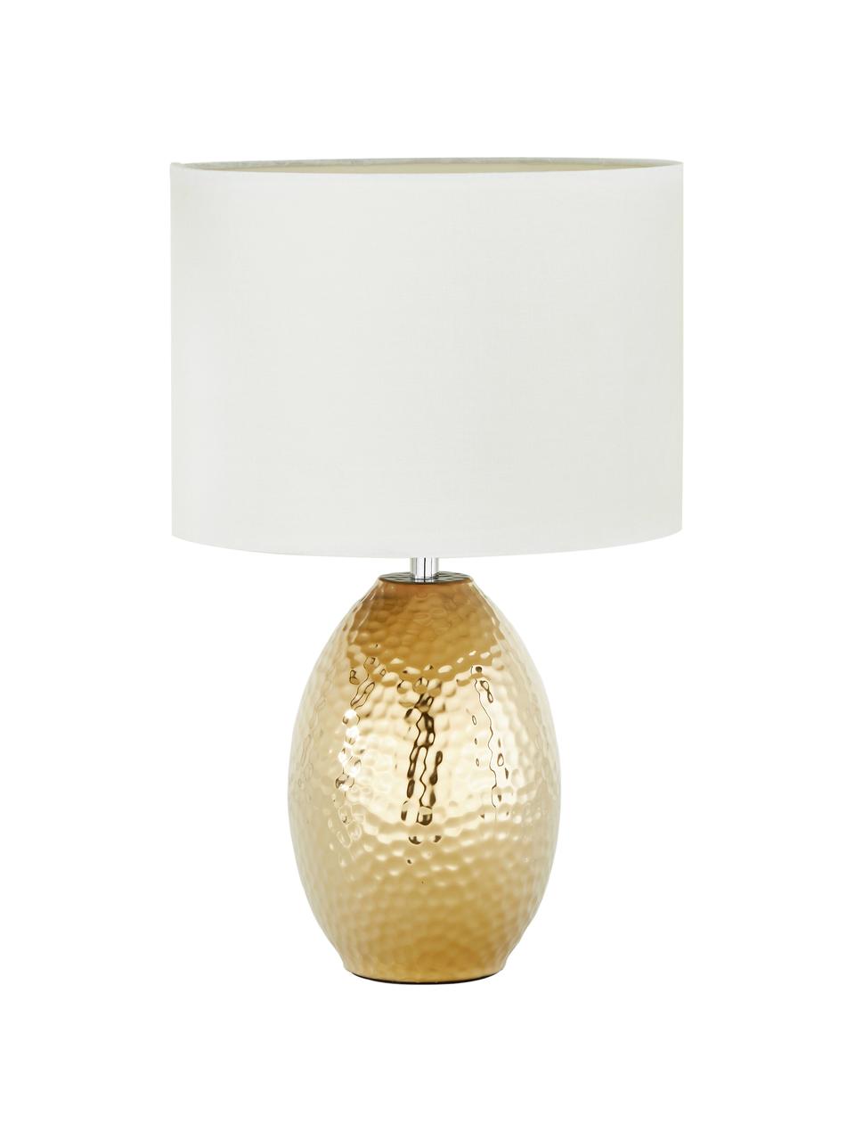 Tischlampe Eleanora in Weiss-Gold, Lampenschirm: Textil, Weiss, Goldfarben, Ø 28 x H 45 cm