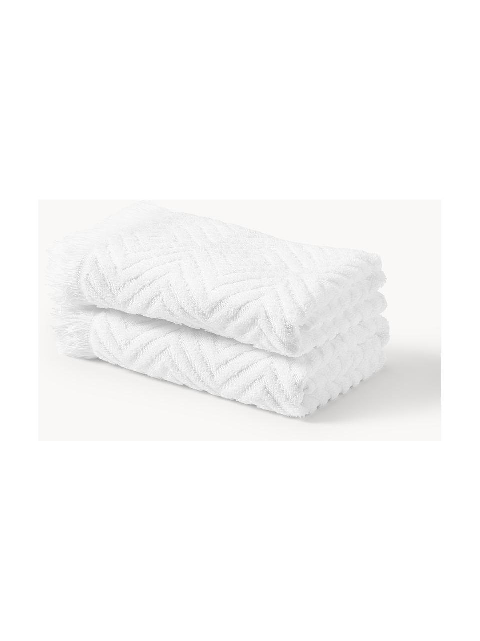 Asciugamano in varie misure con motivo a rilievo Jacqui, Bianco, Asciugamano, Larg. 50 x Lung. 100 cm, 2 pz