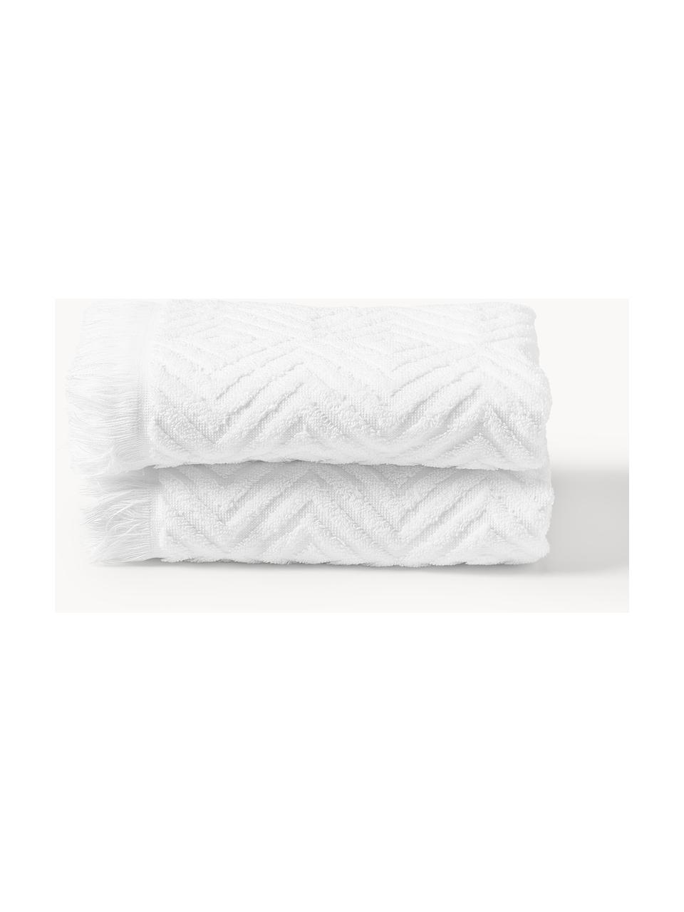 Asciugamano in varie misure con motivo a rilievo Jacqui, Bianco, Asciugamano, Larg. 50 x Lung. 100 cm, 2 pz