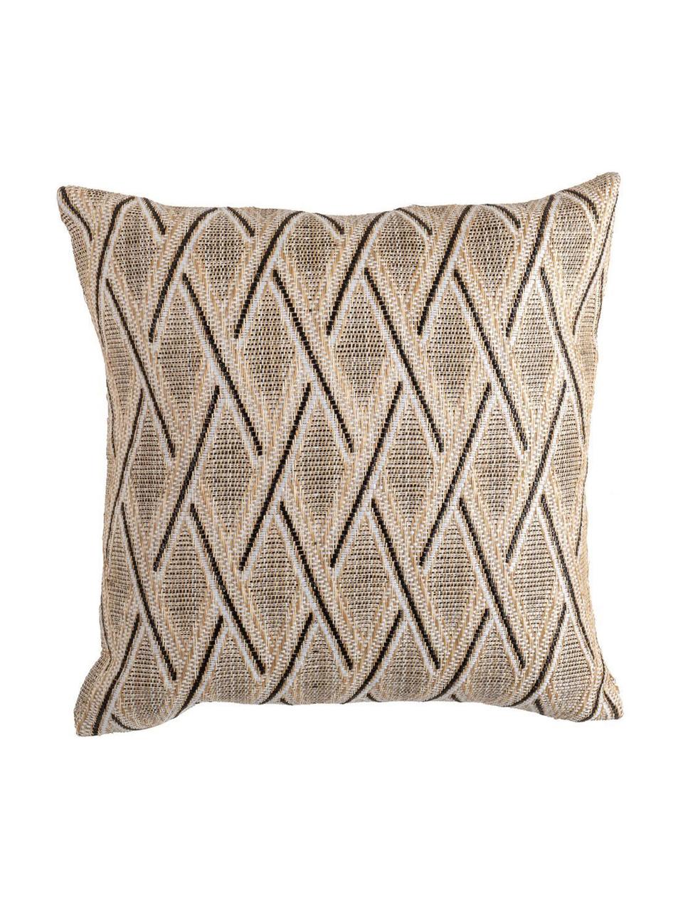 Outdoor kussen Knitted, met vulling, Beige, zwart, B 45 x L 45 cm