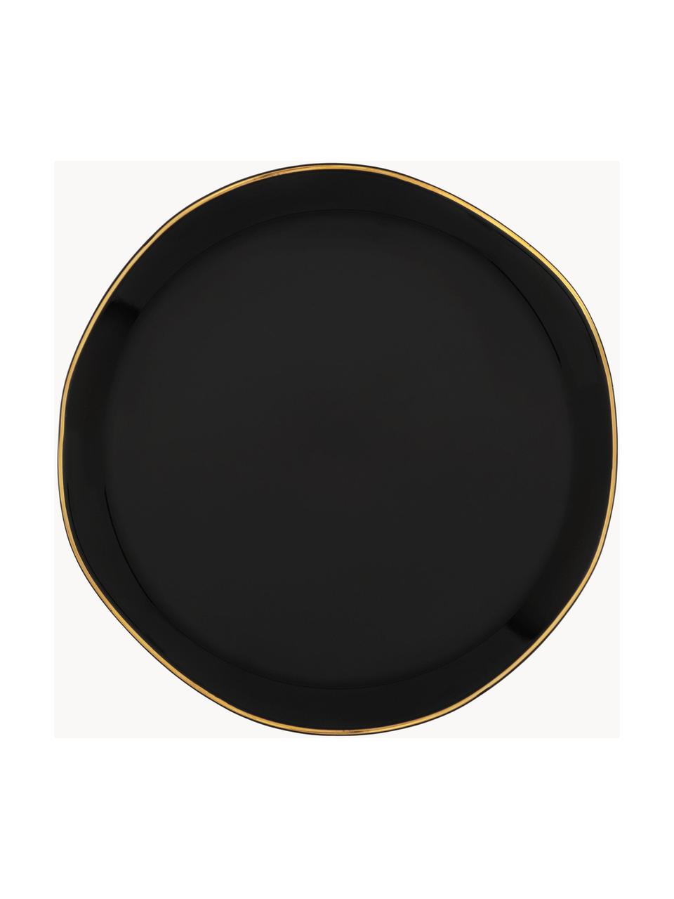 Pečivový talíř se zlatým okrajem Good Morning, Kamenina, Černá se zlatým okrajem, Ø 17 cm