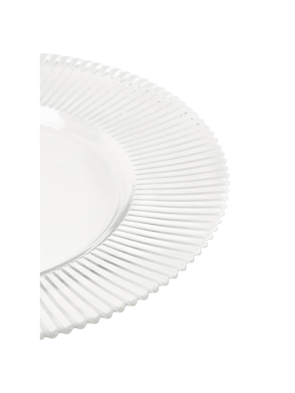 Piatto da colazione con rilievo scanalato Effie 4 pz, Vetro, Trasparente, Ø 21 cm