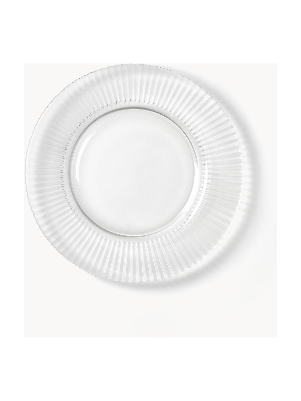 Piatti da colazione con struttura millerighe Effie 4 pz, Vetro, Trasparente, Ø 21 cm