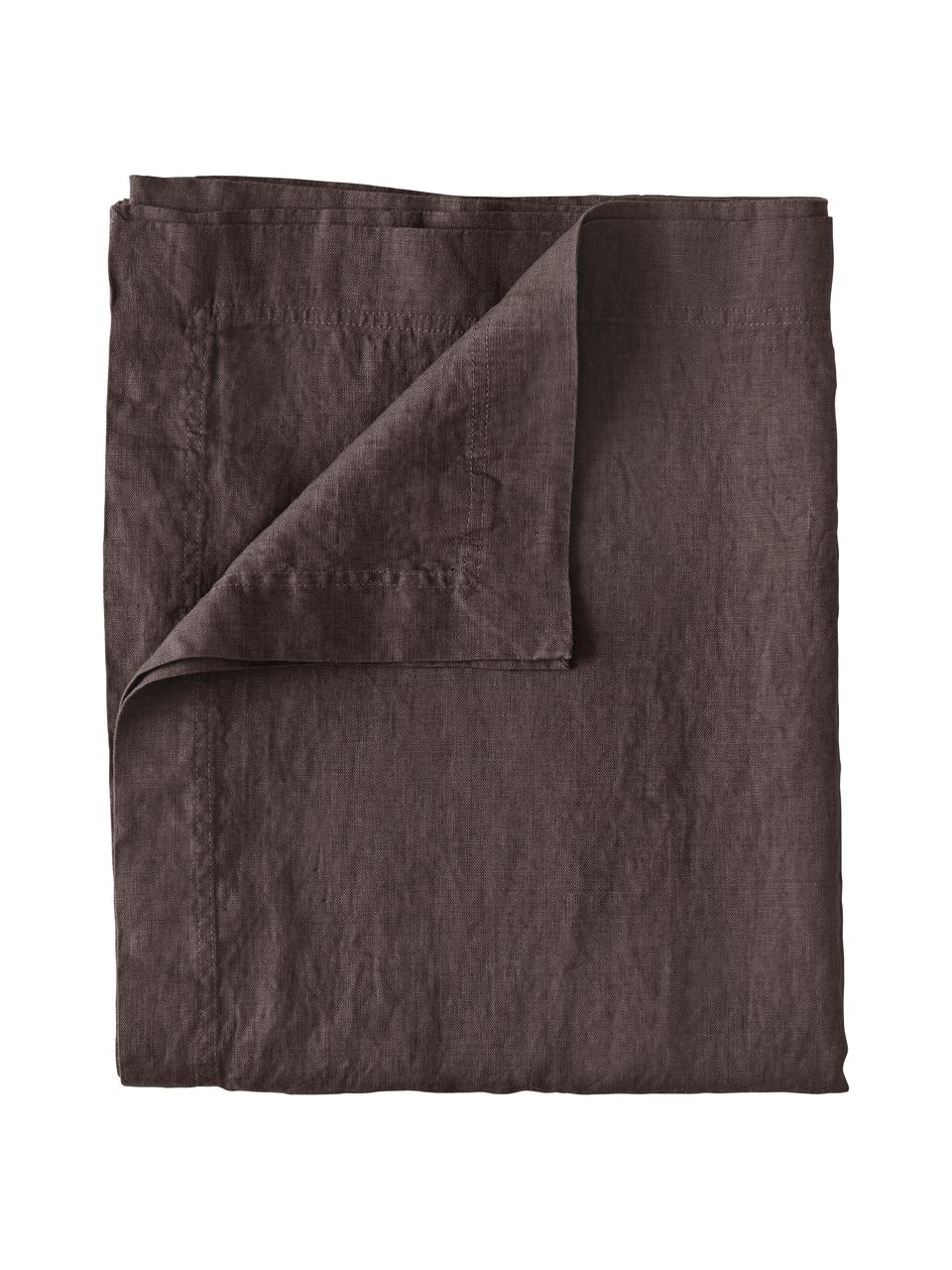Tovaglia in lino nero Duk, 100% lino, Marrone scuro, Per 6 - 10 persone (Larg. 135 x Lung. 250 cm)