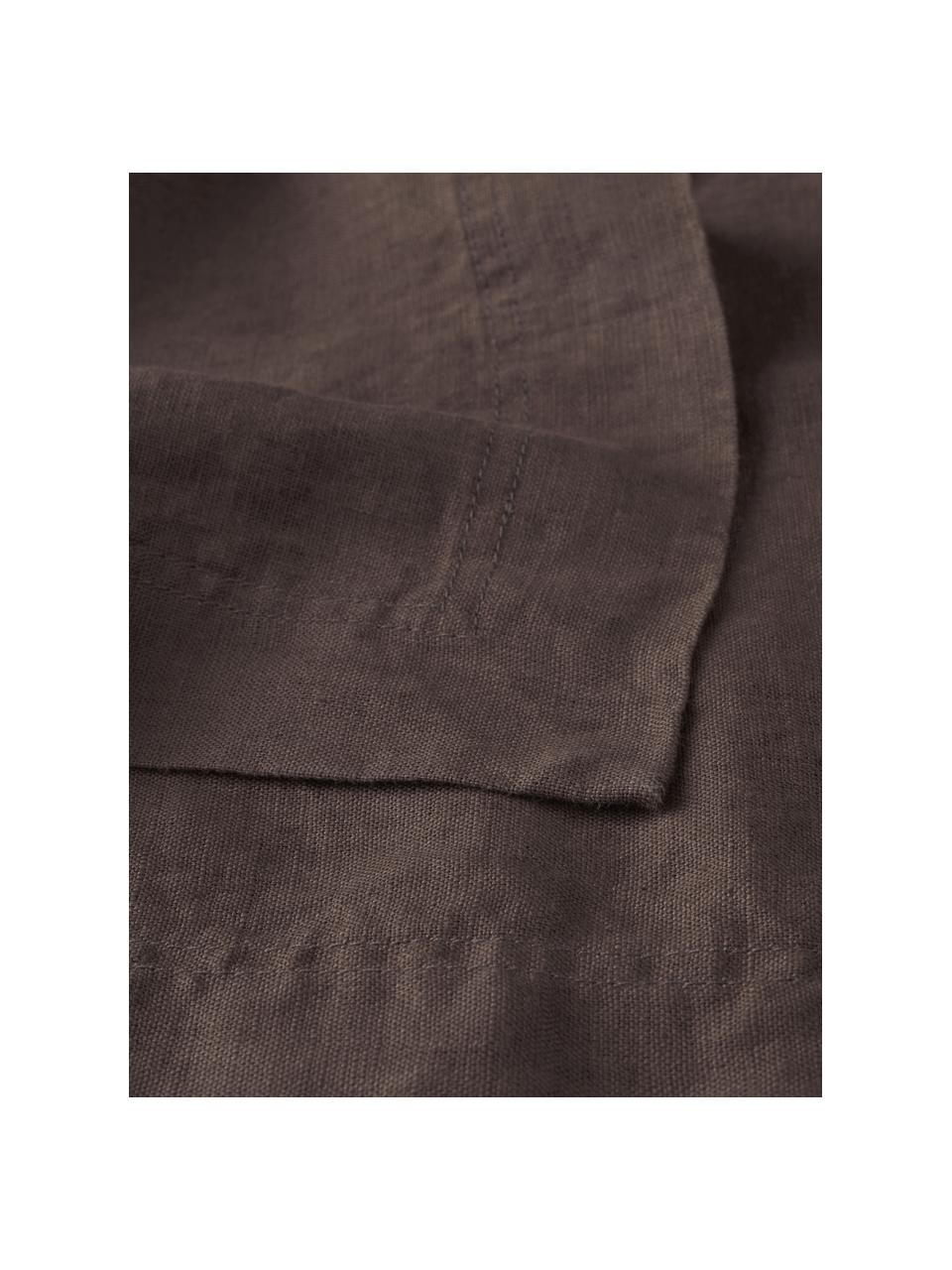 Tovaglia in lino nero Duk, 100% lino, Marrone scuro, Per 6 - 10 persone (Larg. 135 x Lung. 250 cm)