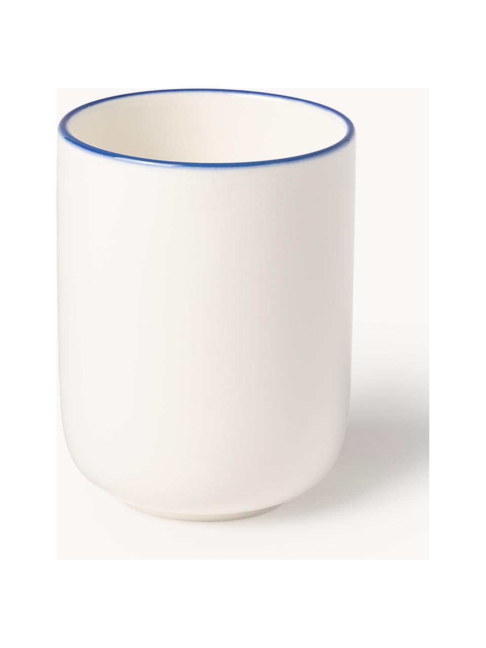 Filiżanka do kawy z porcelany Facile, 2 szt., Porcelana twarda (ok. 50% kaolin, 25% kwarc i 25% szpat), Złamana biel z ciemnoniebieską krawędzią, Ø 8 x W 11 cm, 385 ml