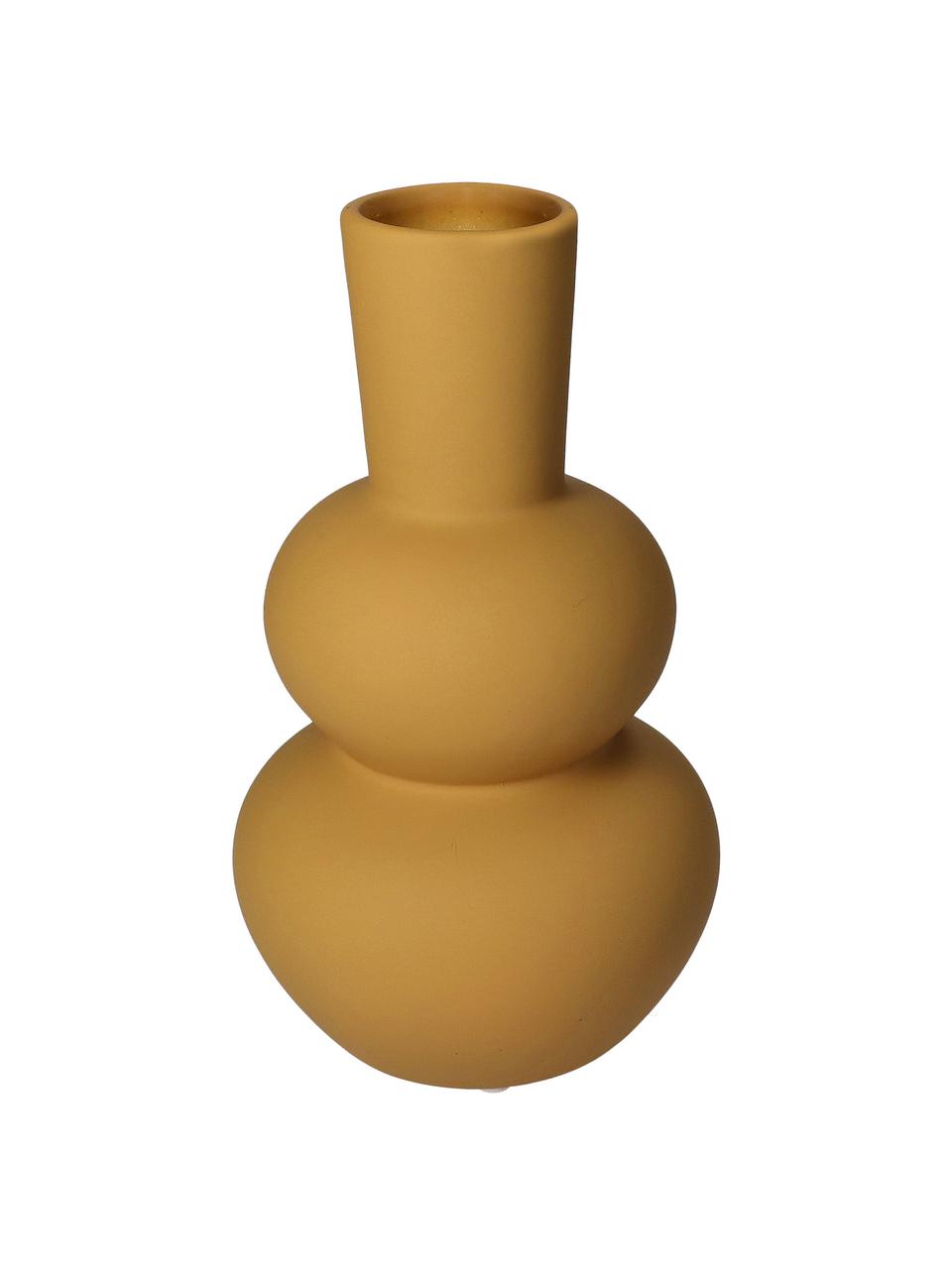 Vase design grès jaune Eathan, Grès cérame, Ocre, Ø 11 x haut. 20 cm