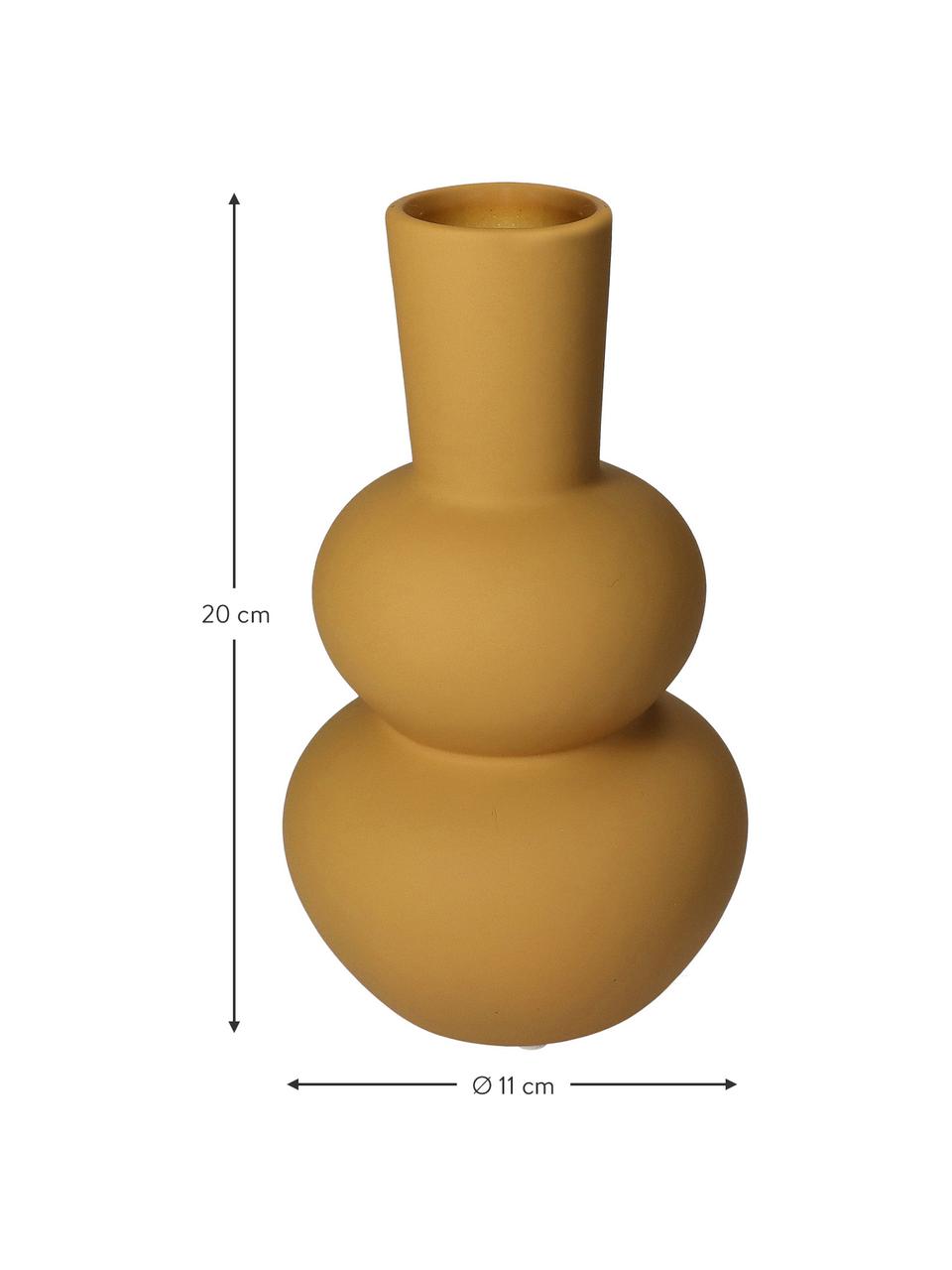 Design-Vase Eathan, Steingut, Ockergelb, Ø 11 x H 20 cm