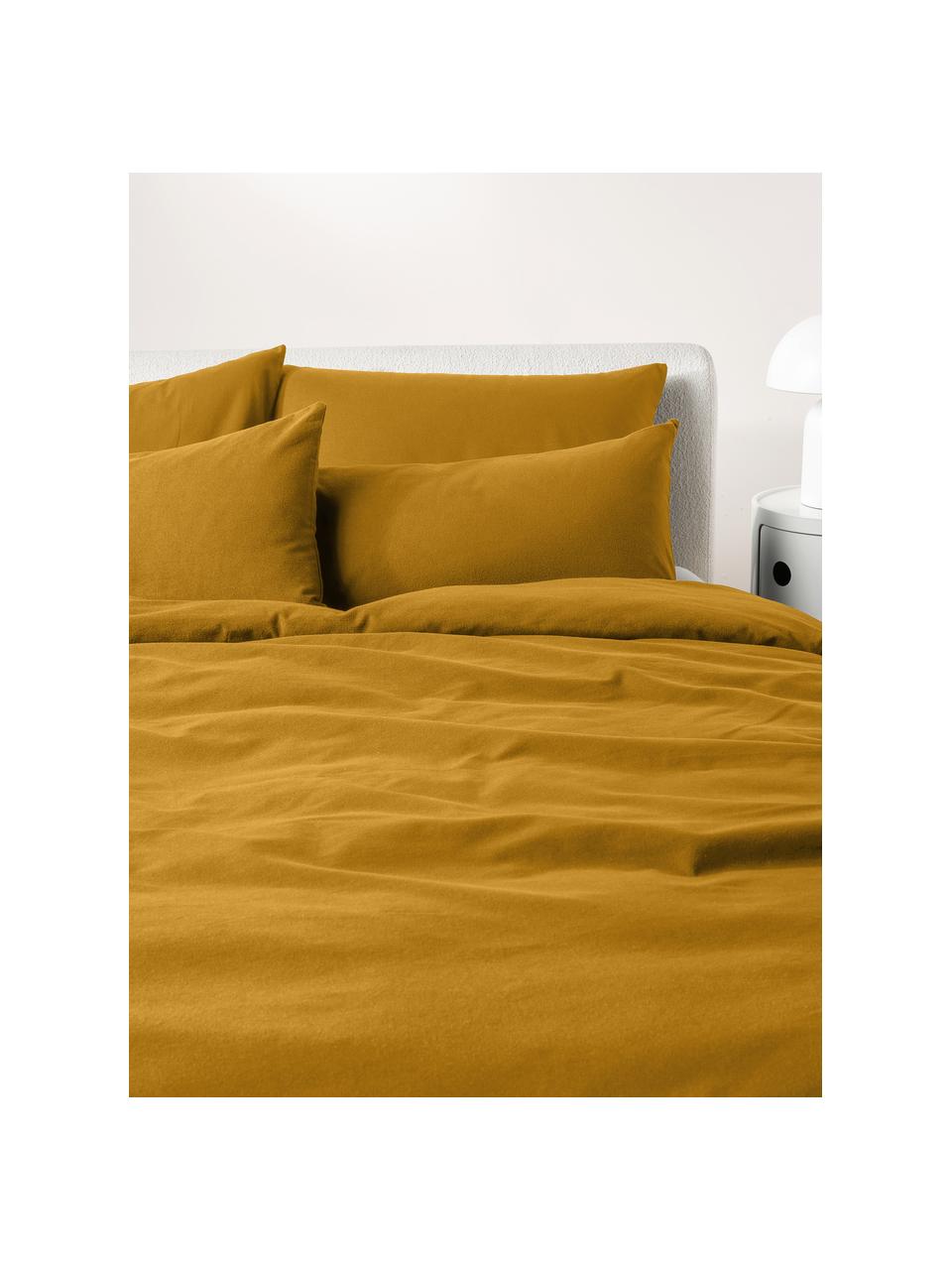 Funda de almohada de franela Biba, Amarillo mostaza, An 45 x L 110 cm