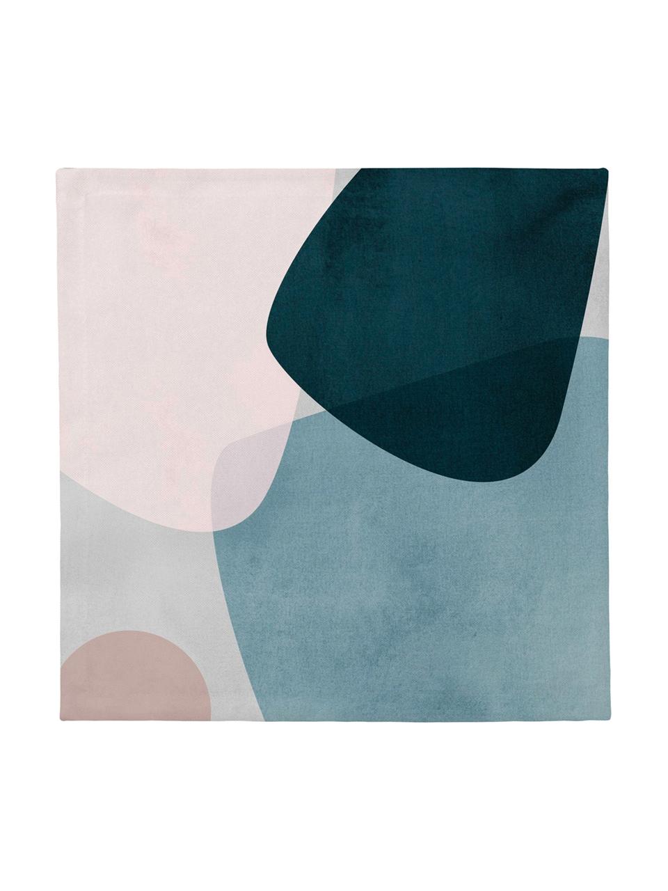 Baumwoll-Servietten Graphic, 4 Stück, Baumwolle, Dunkelblau, Blau, Grau, Rosa, 40 x 40 cm