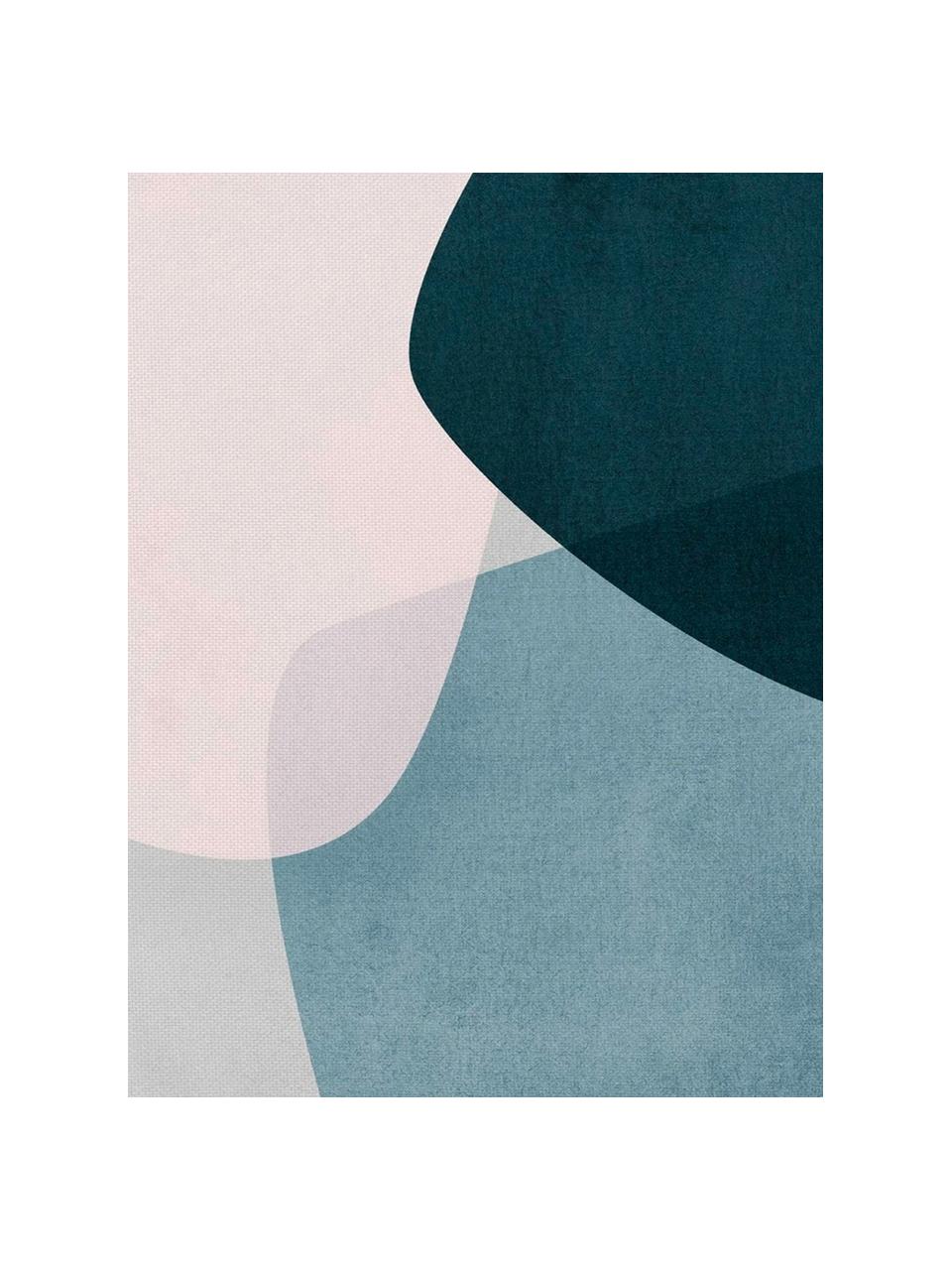 Textilné servítky Graphic, 4 ks, Tmavomodrá, modrá, sivá, bledoružová