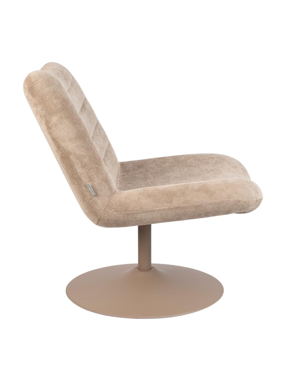 Chaise lounge velours côtelé Bubba, Tissu beige, larg. 67 x prof. 81 cm