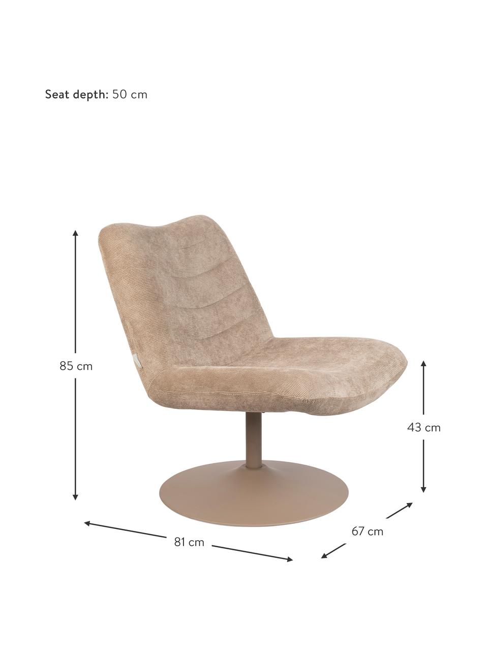 Fotel wypoczynkowy ze sztruksu Bubba, Tapicerka: 90% poliester, 10% nylon , Beżowy, S 67 x G 81 cm